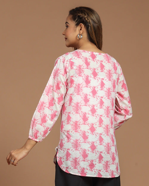 Block Printed Cotton Short Kurti
