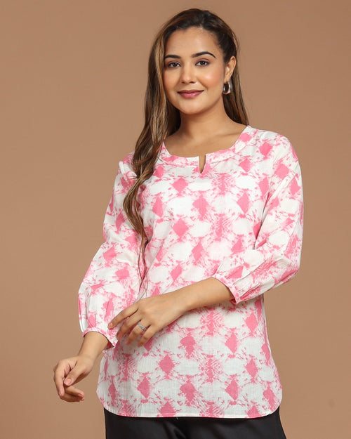 Block Printed Cotton Short Kurti
