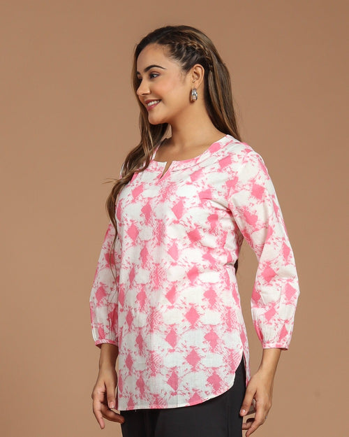 Block Printed Cotton Short Kurti