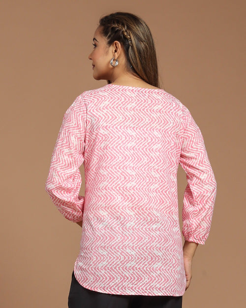 Block Printed Cotton Short Kurti