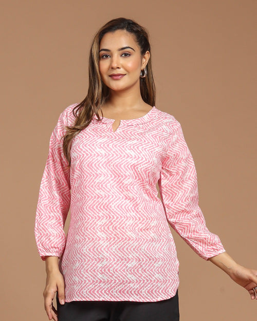Block Printed Cotton Short Kurti