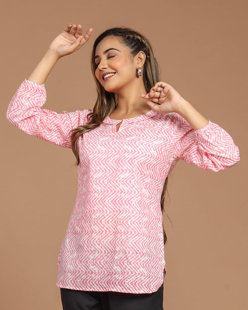 Block Printed Cotton Short Kurti
