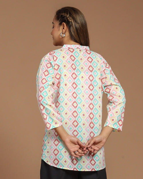 Block Printed Cotton Short Kurti