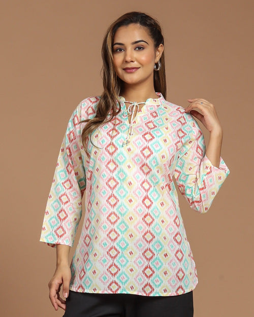 Block Printed Cotton Short Kurti