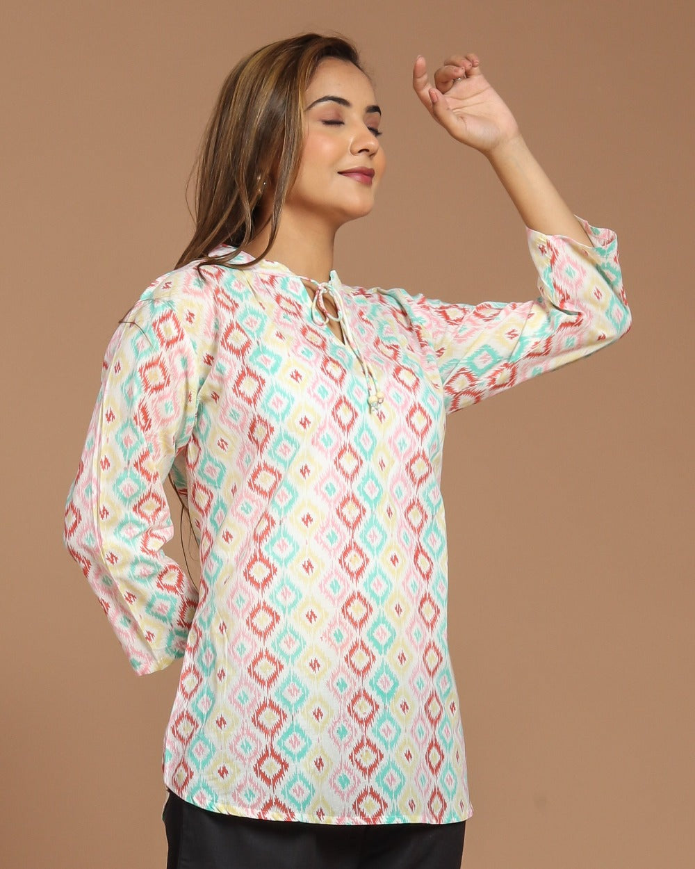Block Printed Cotton Short Kurti