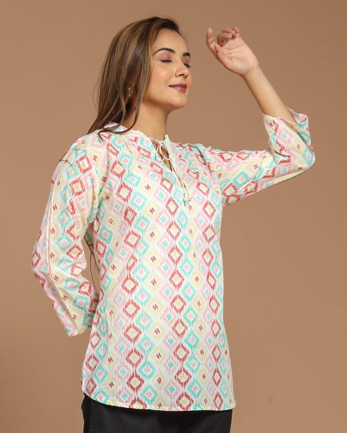 Block Printed Cotton Short Kurti