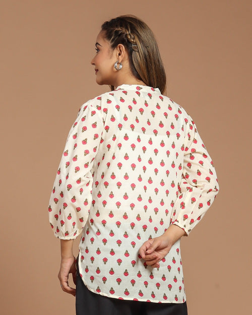Block Printed Cotton Short Kurti