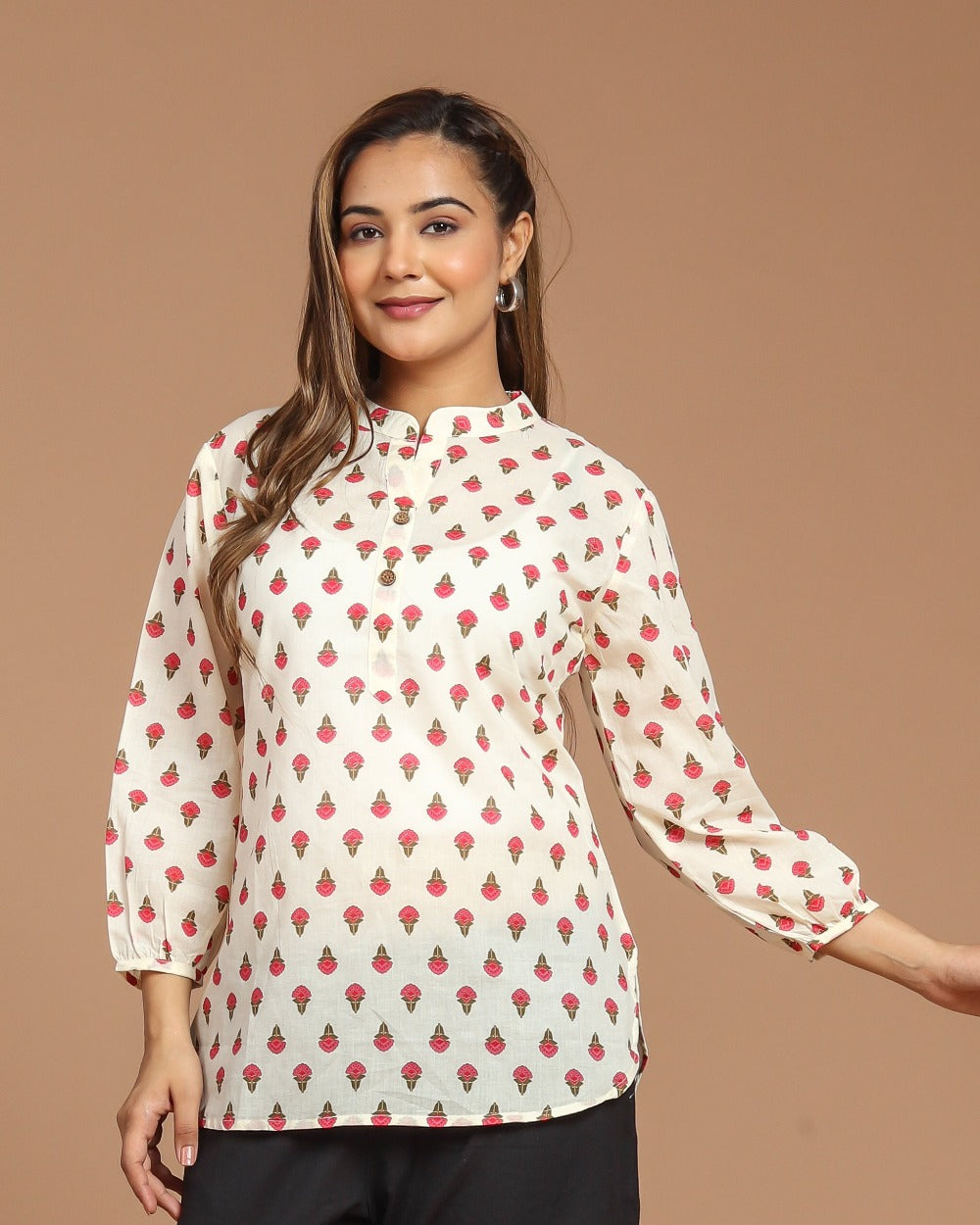 Block Printed Cotton Short Kurti