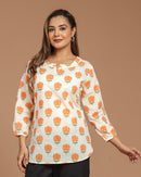 Block Printed Cotton Short Kurti