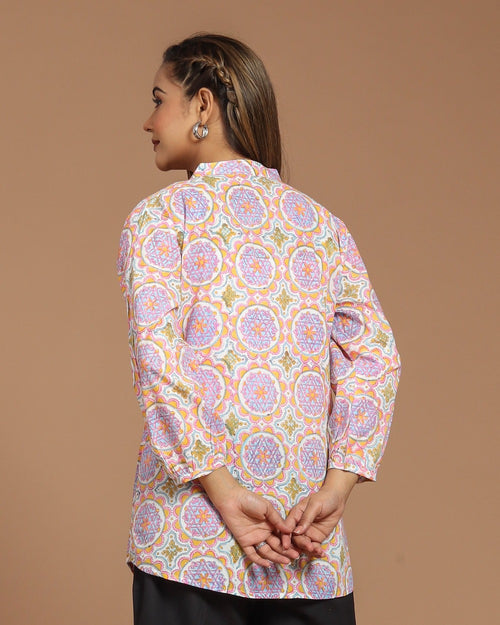 Block Printed Cotton Short Kurti