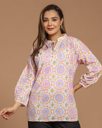 Block Printed Cotton Short Kurti
