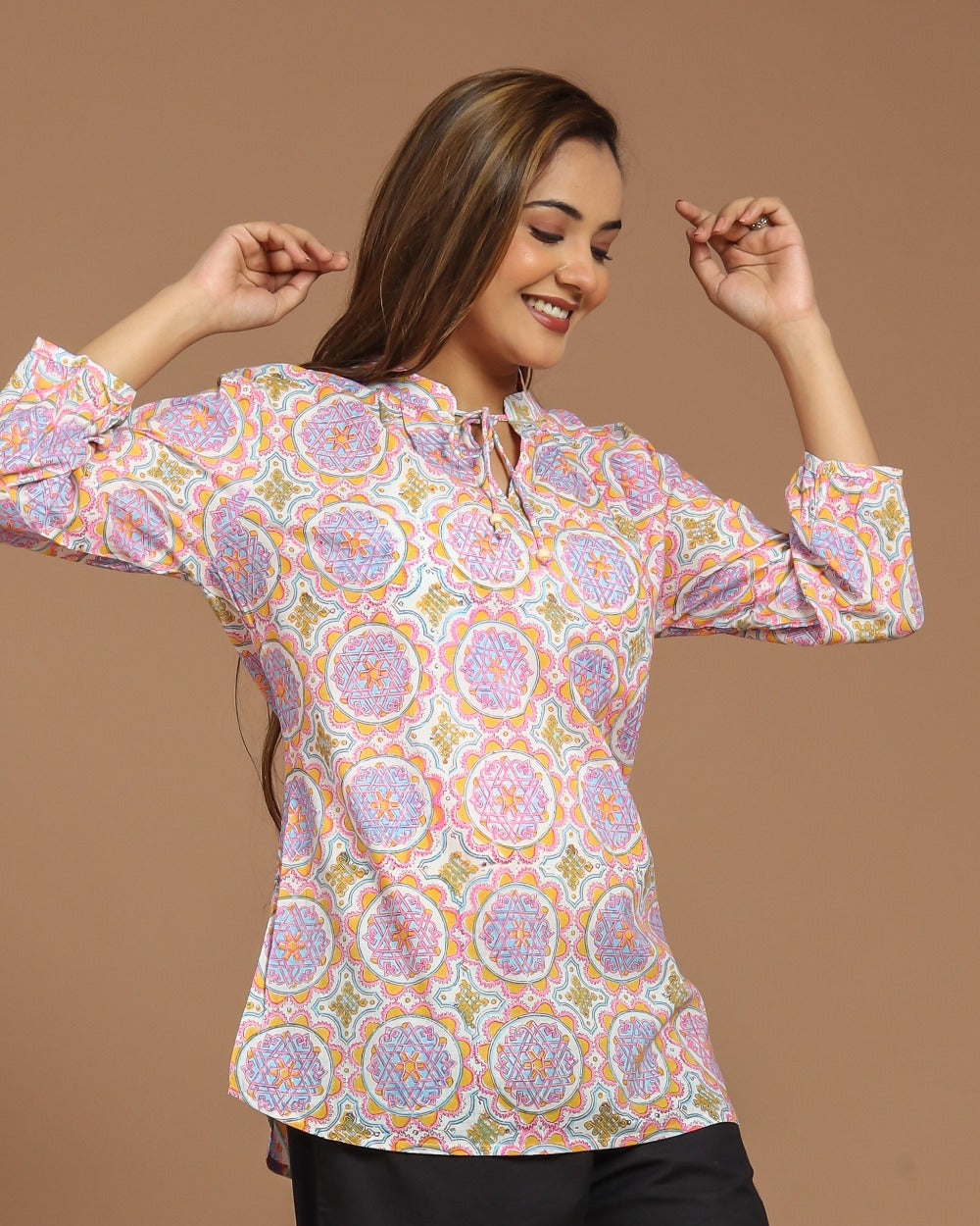 Block Printed Cotton Short Kurti