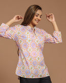Block Printed Cotton Short Kurti