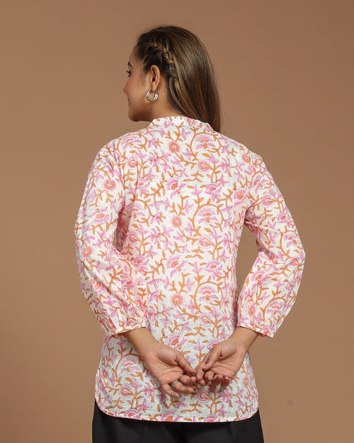 Block Printed Cotton Short Kurti