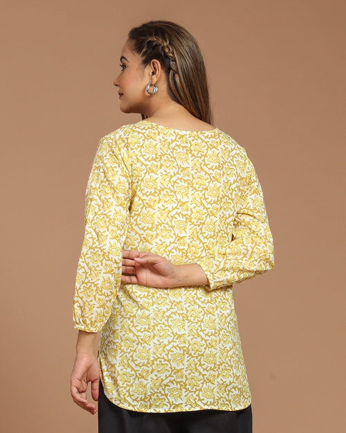 Block Printed Cotton Short Kurti