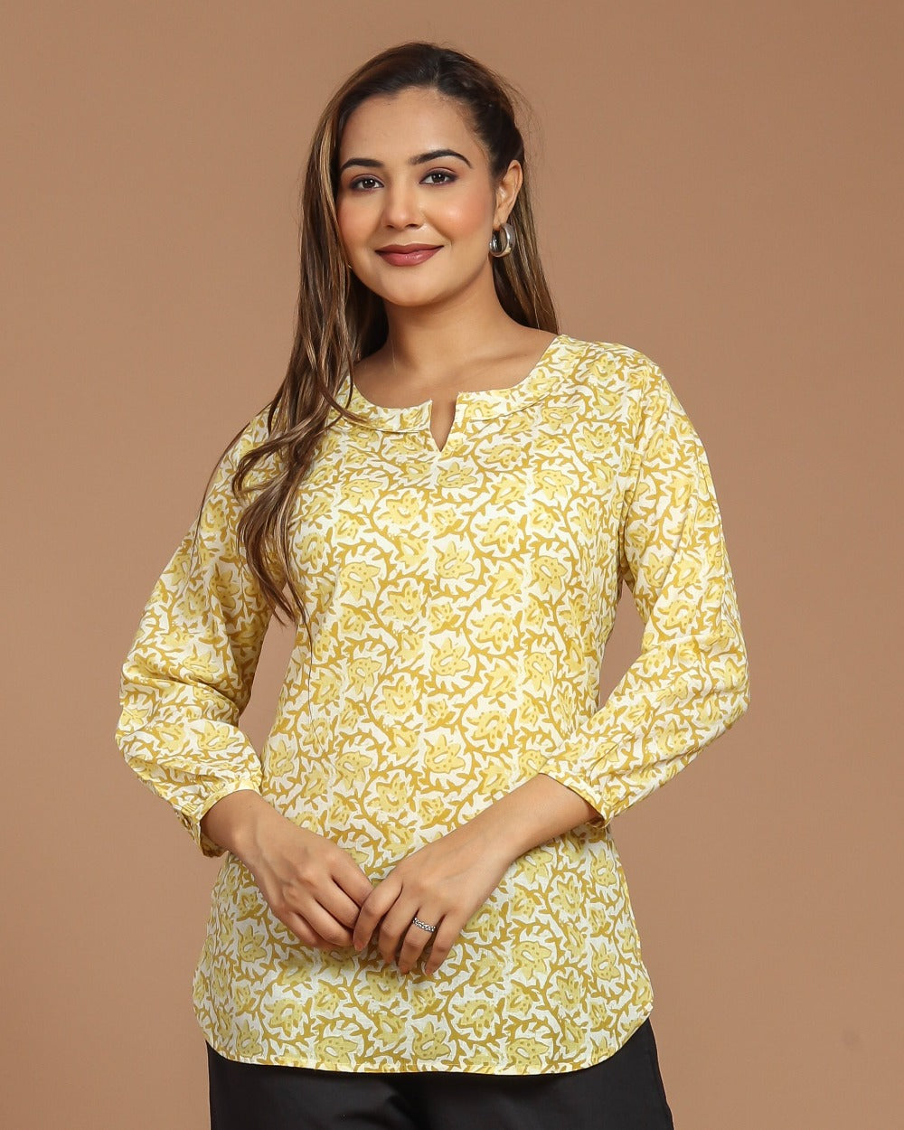 Block Printed Cotton Short Kurti