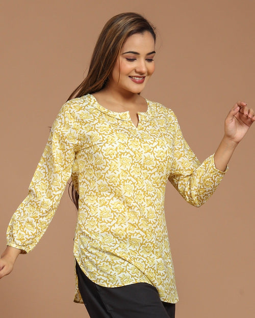 Block Printed Cotton Short Kurti