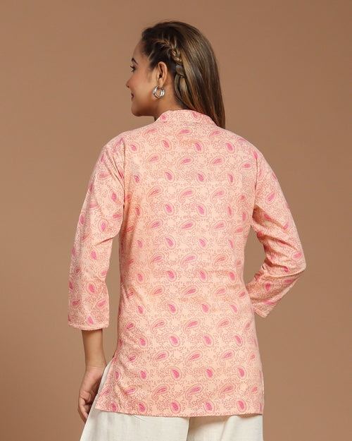 Block Printed Cotton Short Kurti