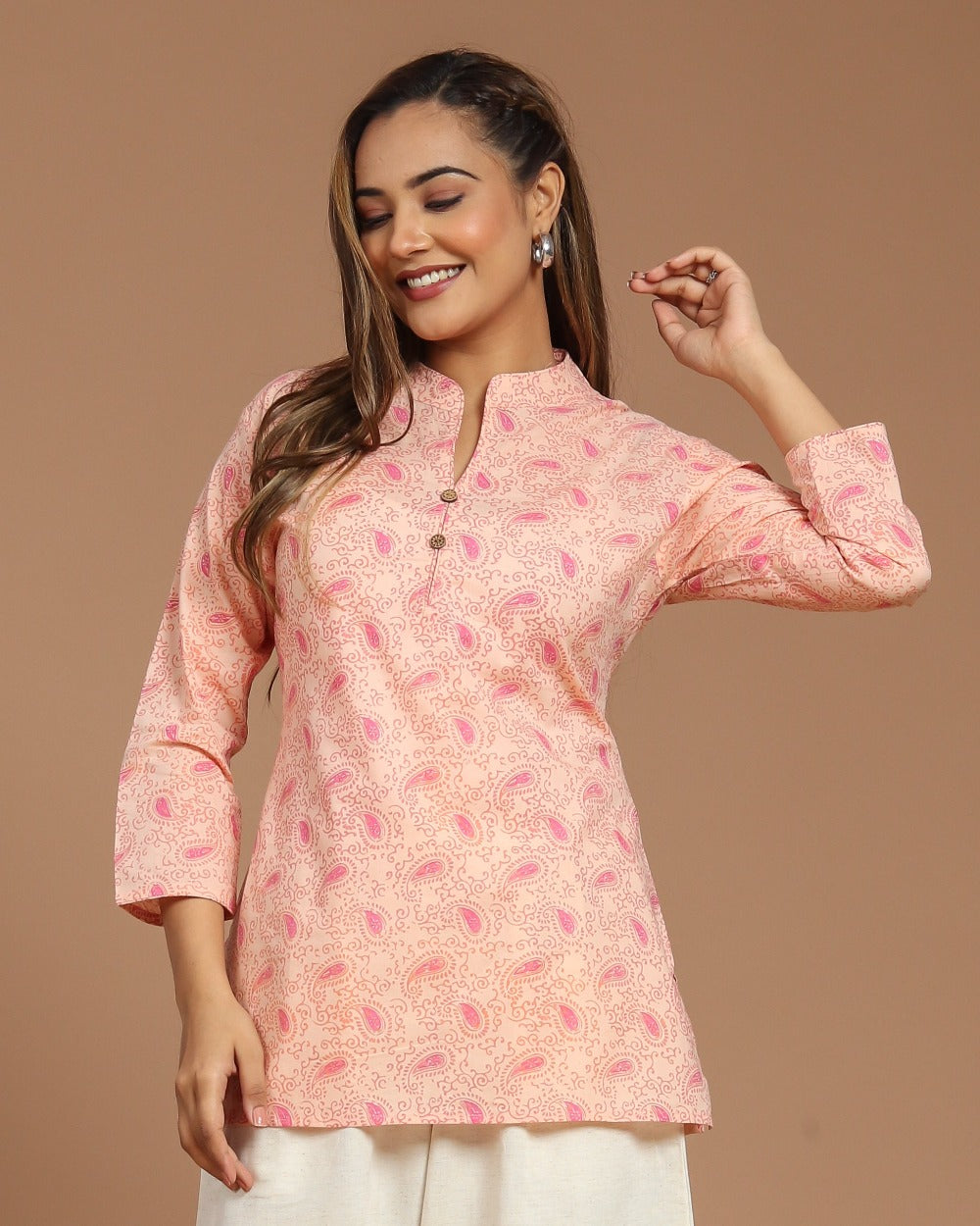 Block Printed Cotton Short Kurti