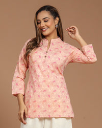 Block Printed Cotton Short Kurti