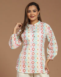 Block Printed Cotton Short Kurti