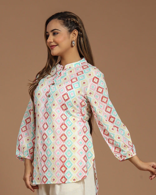 Block Printed Cotton Short Kurti