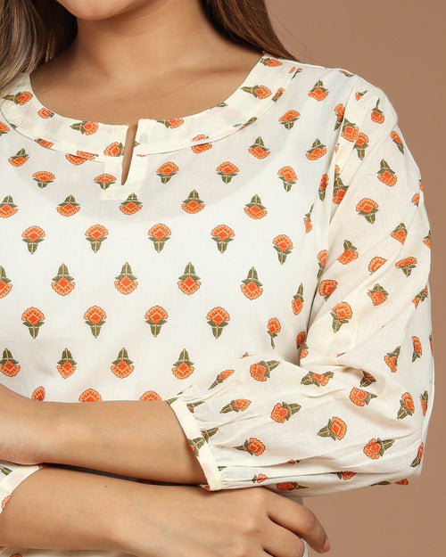 Block Printed Cotton Short Kurti