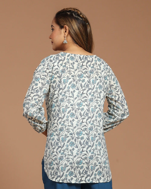 Block Printed Cotton Short Kurti