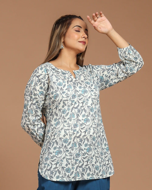 Block Printed Cotton Short Kurti