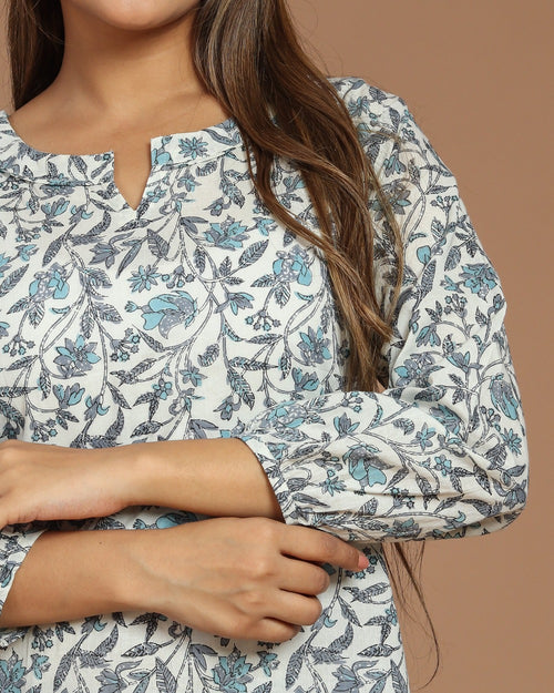 Block Printed Cotton Short Kurti