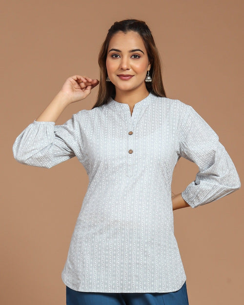 Block Printed Cotton Short Kurti