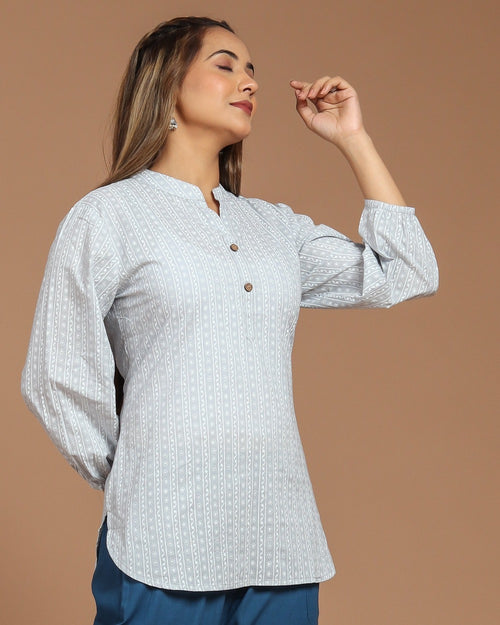 Block Printed Cotton Short Kurti
