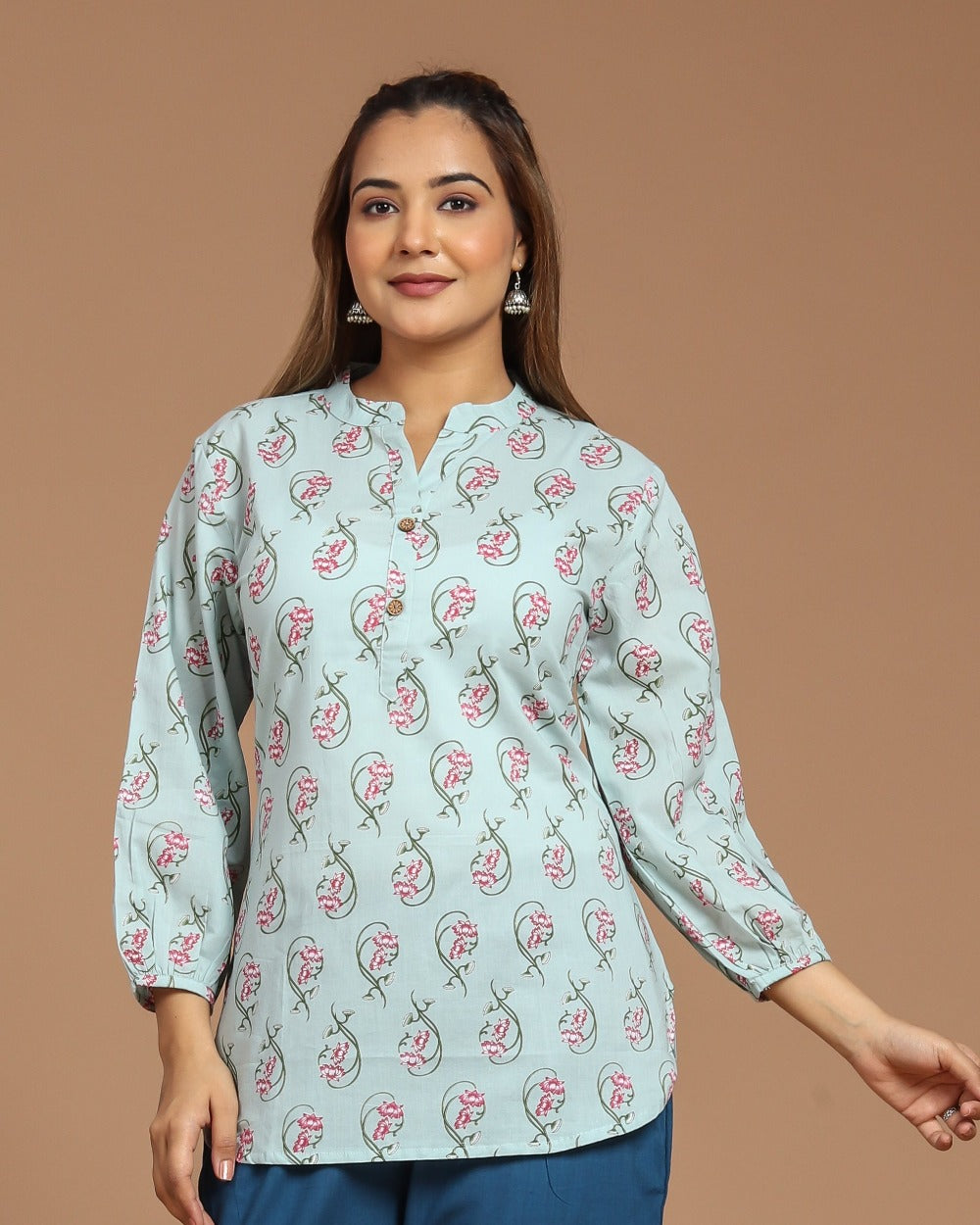 Block Printed Cotton Short Kurti