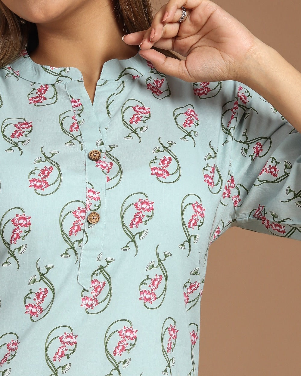 Block Printed Cotton Short Kurti