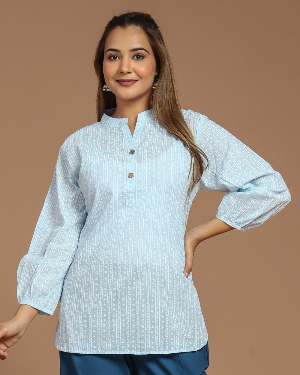 Block Printed Cotton Short Kurti
