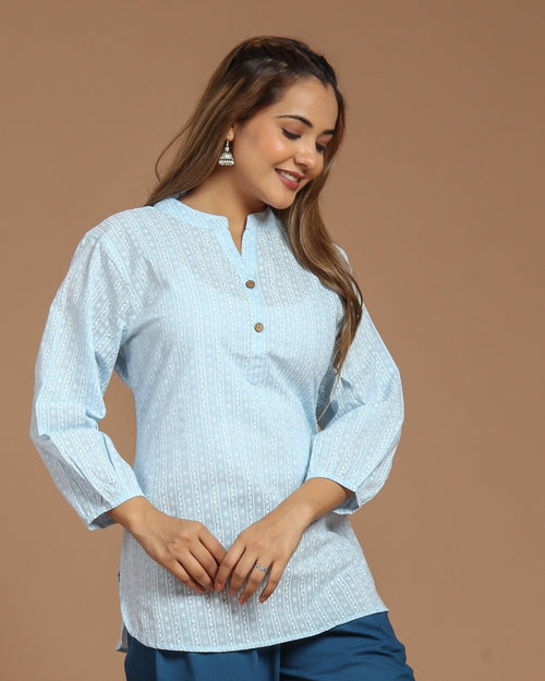 Block Printed Cotton Short Kurti