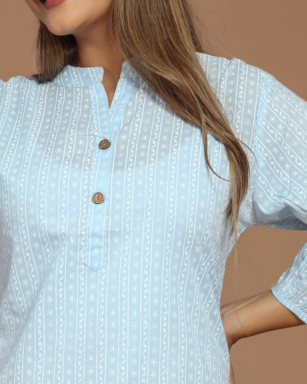 Block Printed Cotton Short Kurti