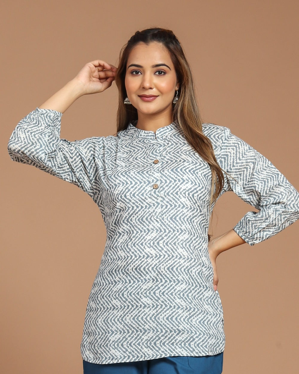Block Printed Cotton Short Kurti