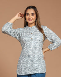 Block Printed Cotton Short Kurti