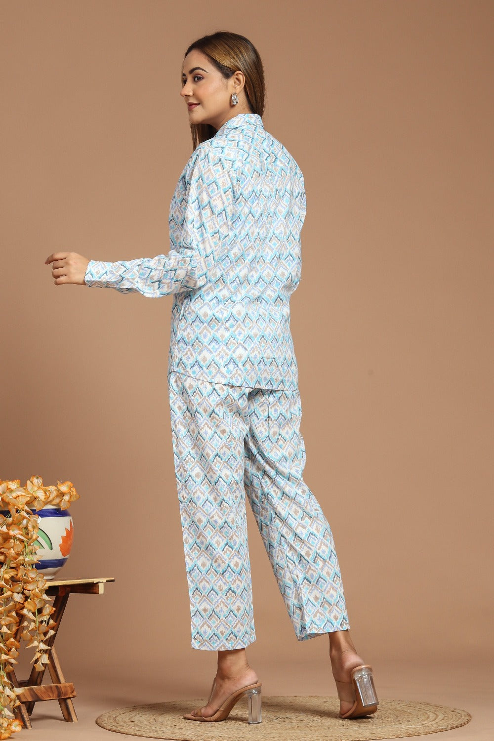 'Most Loved' Blue Ikkat Printed Co-Ord Set
