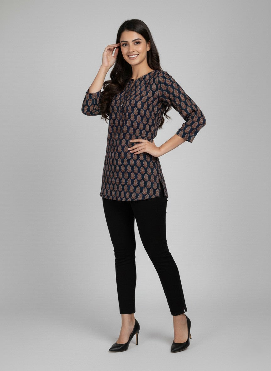 Block Printed Cotton Short Top