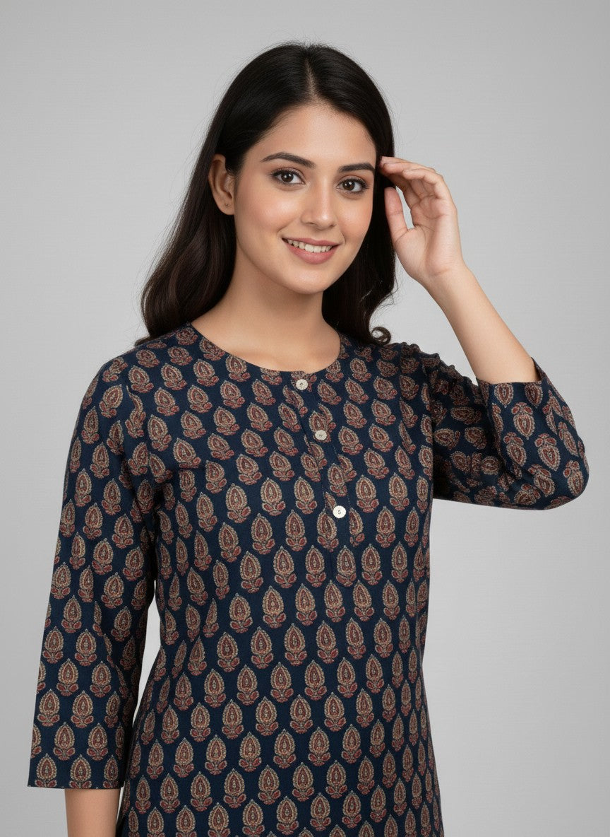 Block Printed Cotton Short Top