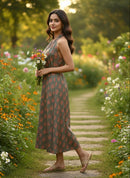 Olive Mirage Satin Dress