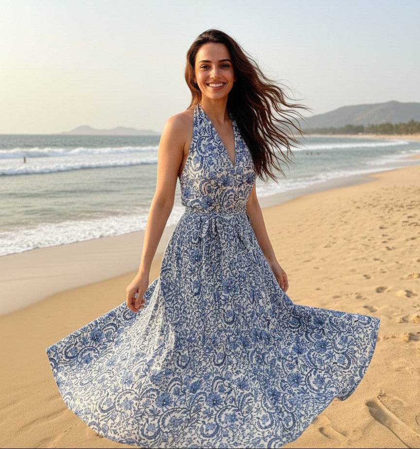 Sea Whisper Halter Dress