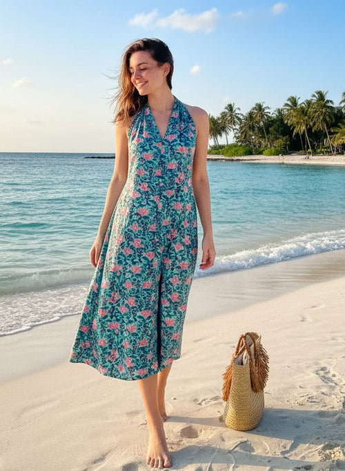 Tropical Breeze Halter Dress