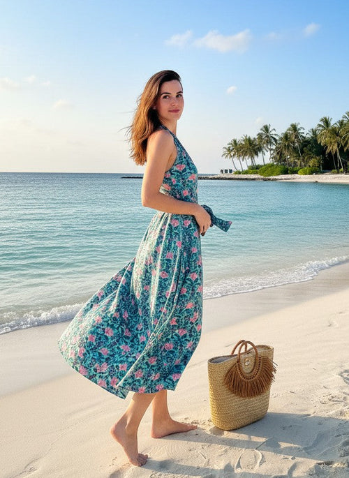 Tropical Breeze Halter Dress