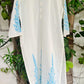 White Kurta - Fluorescent Blue