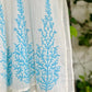 White Kurta - Fluorescent Blue