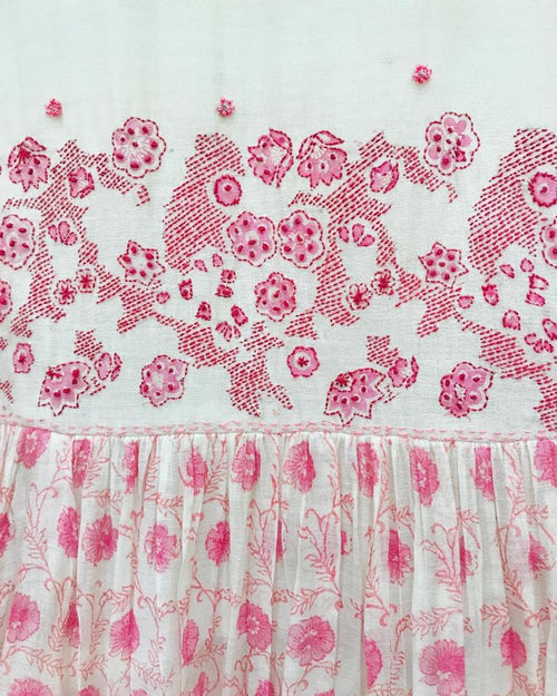 Pink Bloom Chanderi Silk Dress