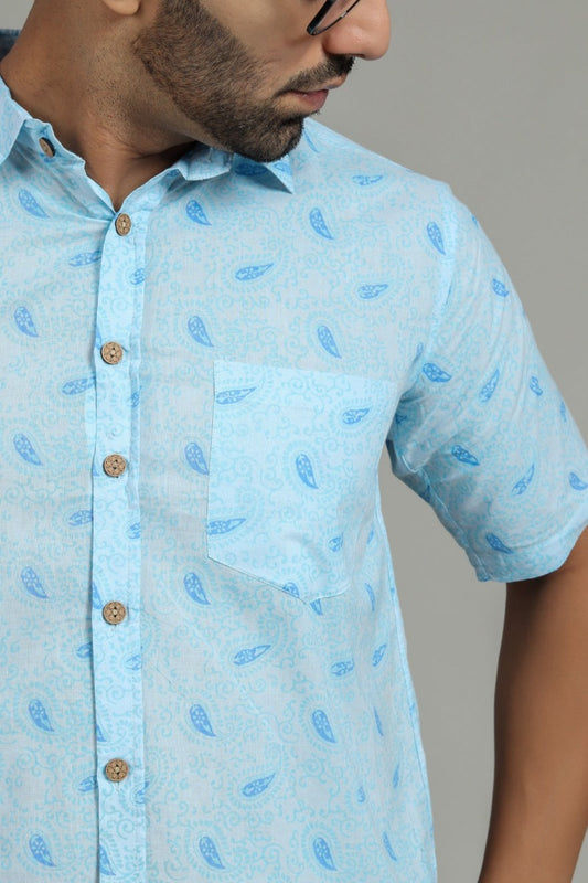 COTTON BLOCK PRINTED HALF SLEEVE SHIRT